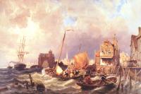 Pieter Christian Dommerson - Shipping before a Dutch Harbour Town